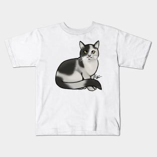 Cat - British Shorthair - Black and White Kids T-Shirt